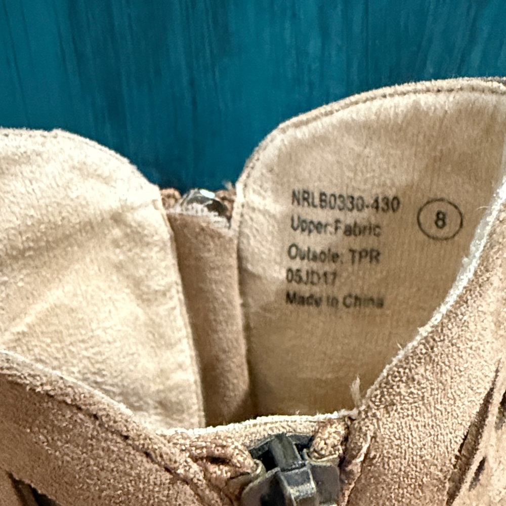 Not Rated Tan Faux Suede Cutout Ankle Booties - Picture 2 of 5